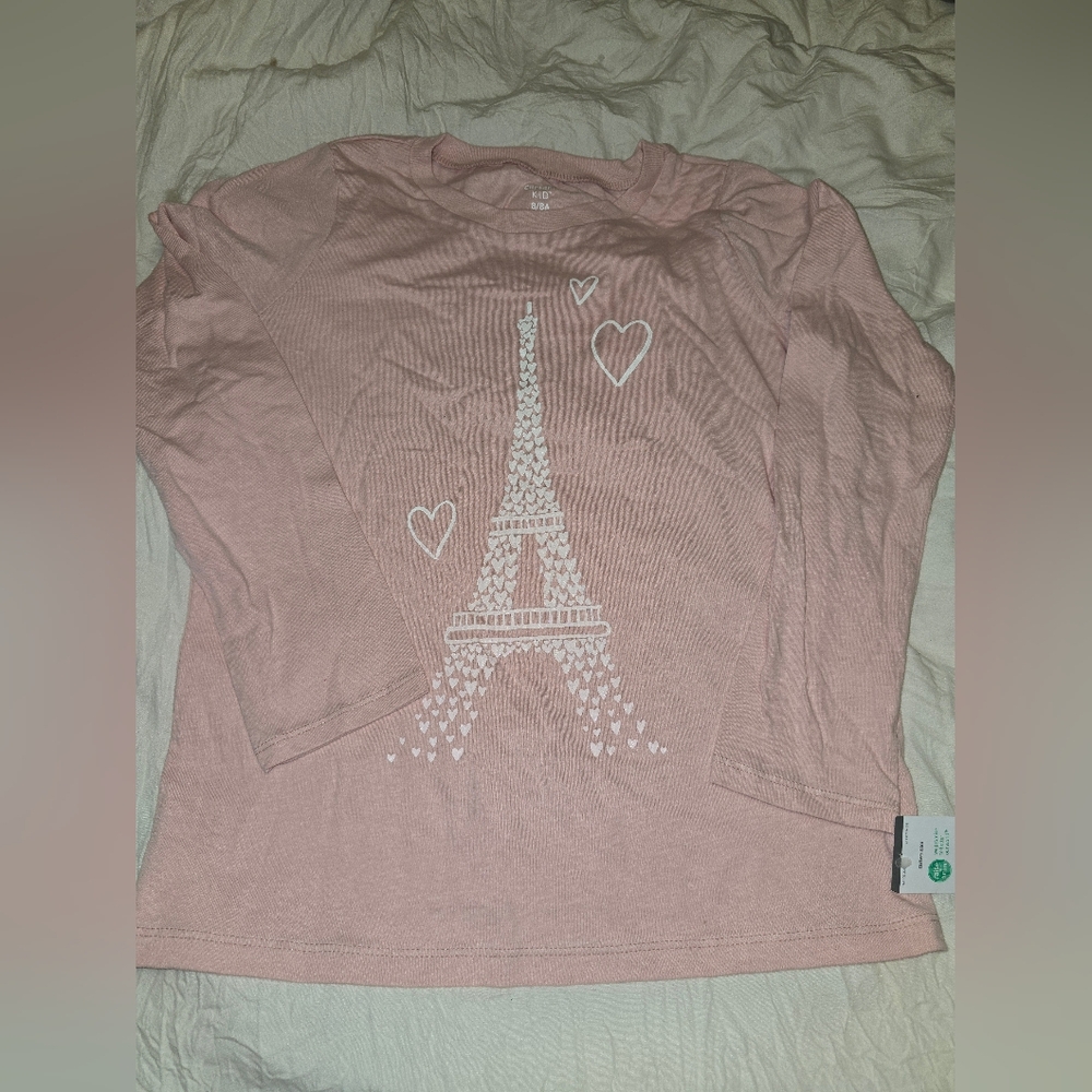 NWT CARTERS Pink Eiffel Tower Kids Shirt, Size 8